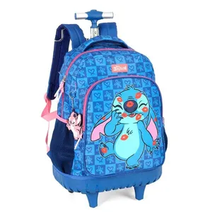 Mochilete Com Rodinhas Infantil Stitch Poliéster Azul MC47741SCAZ - MaxLog