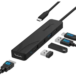 Hub USB-C Sabrent HB-TC5P 4 K HDMI Preto A-BI