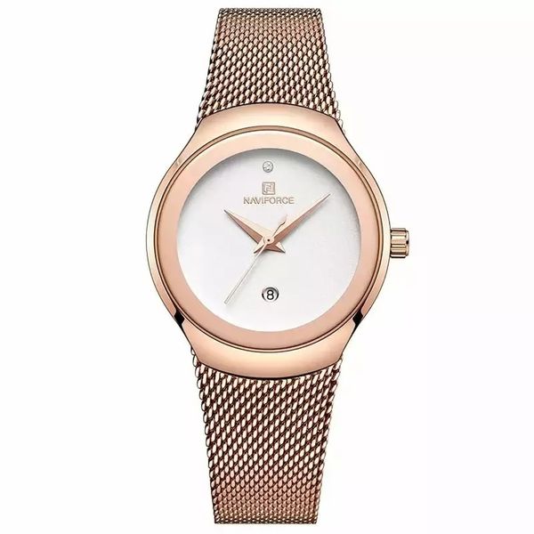 Relógio Feminino Naviforce Aço inoxidável à prova d´ Água Branco