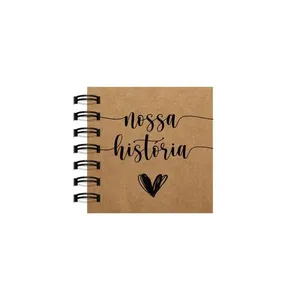 Scrapbook OEM Nossa História Capa Flexível Papel Kraft 240g 20 Folhas Internas 180g Mini 10x10cm Preto Scrapbook OEM Nossa História Capa Flexível Kraft 240G 20 Folhas Internas 180G Mini 10X10CM Preto