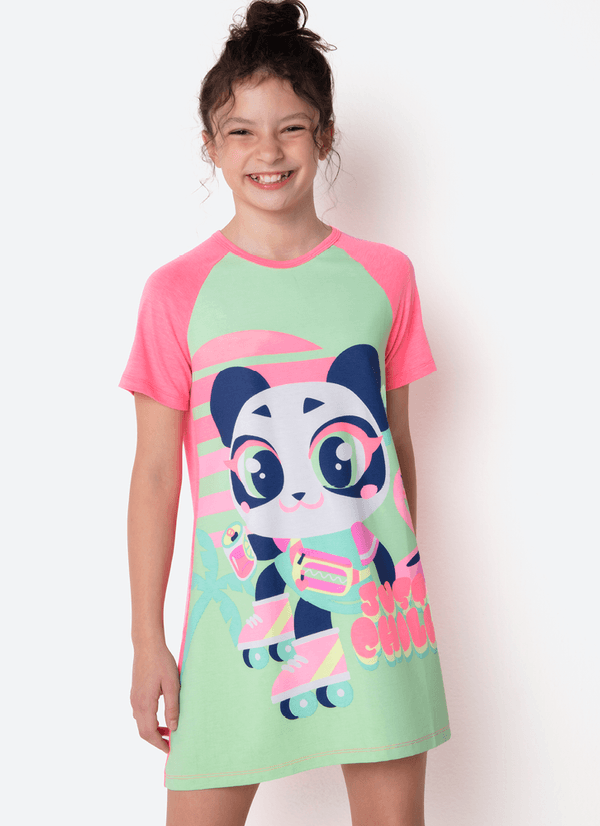 Camisola Manga Curta Viscolycra Menina Teen Panda Miami 12