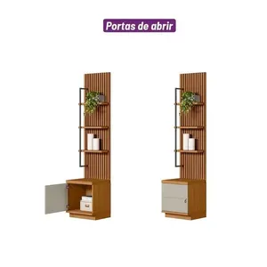 Módulo Lateral Betina Ripado 1 Porta 3 Prateleiras MDP e MDF 44CM Off White D'Rossi Módulo Lateral Betina 1 Porta 3 Prateleiras MDF 44CM Off White D'Rossi