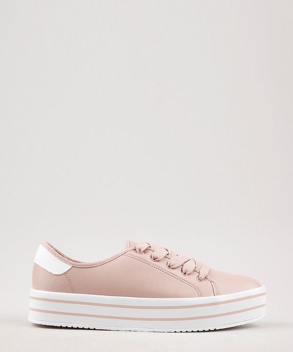 Tênis Feminino Beira Rio Flatform com Listras Rosê 39