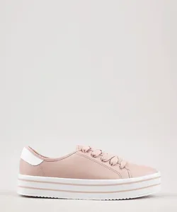 Tênis Feminino Beira Rio Flatform com Listras Rosê 34