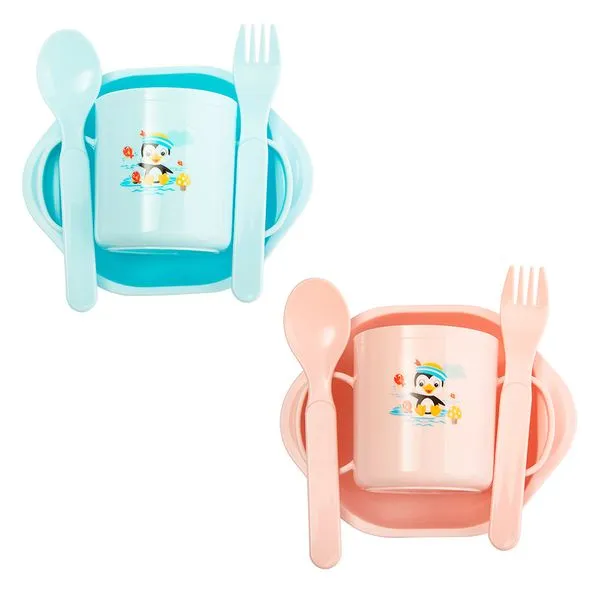 Kit Prato Infantil 4 Peças Plástico Sortido Pp LM3550BB - honeyhome