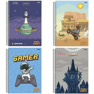 Caderno Universitário Capa Dura Pixel Sortido 1 Matéria 80 Folhas Ref.10212 São Domingos