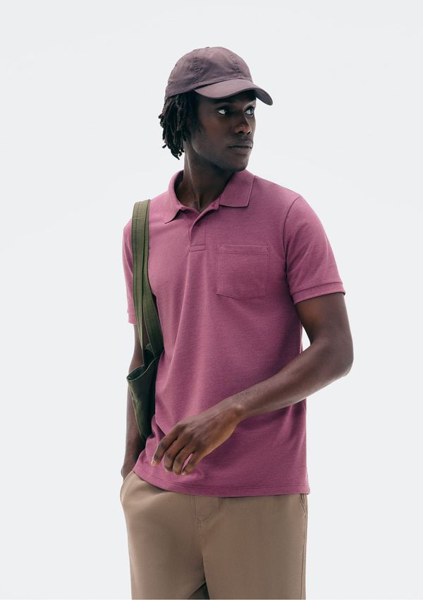 Camisa Polo Básica Masculina Em Piquet Com Bolso - Lilás XG