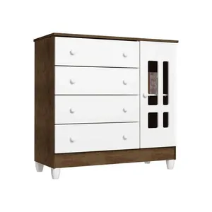 Cômoda Carolina Ariel Clean Branco e Amadeirado