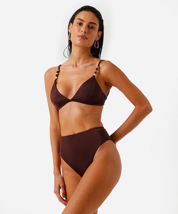 biquíni calcinha hot pant com proteção uv marrom M