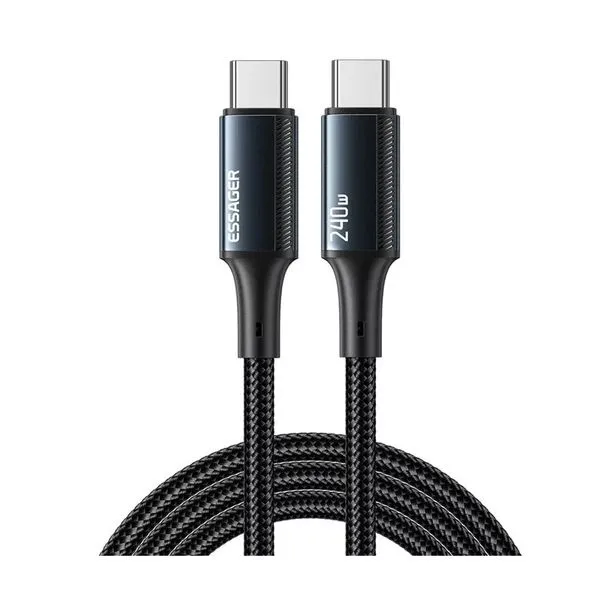 Cabo Essager USB-C 2.0M Nylon 240W EXCTT3-JJA01-P Preto
