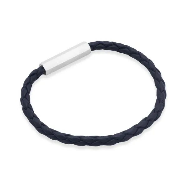 Pulseira Edge de Couro Natural Azul Marinho Azul P