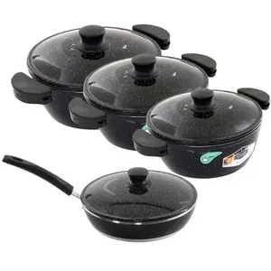 Kit 3 Panelas + Frigideira Gulê Alumínio 4 Peças Preto.