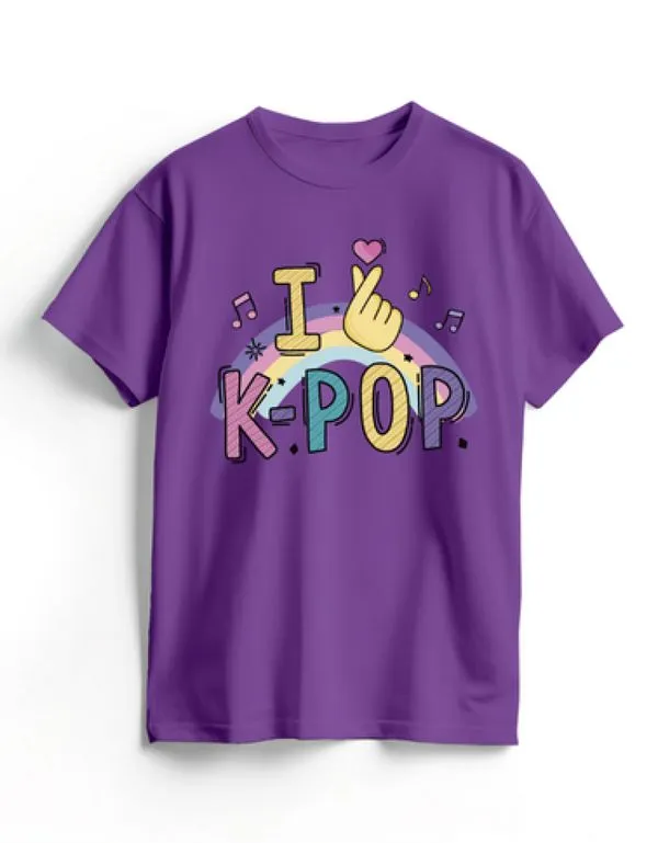 Camiseta Algodão Roxa K-Pop Finger Heart P / Roxo