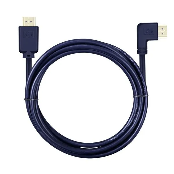 Cabo Hdmi 4K902 4K com Conector 90 graus Pontas em Ouro 24K 2m para Áudio e Vídeo Aquário Cabo Hdmi 4K902 4K com Conector 90 graus 2m para Alta Definição Aquário