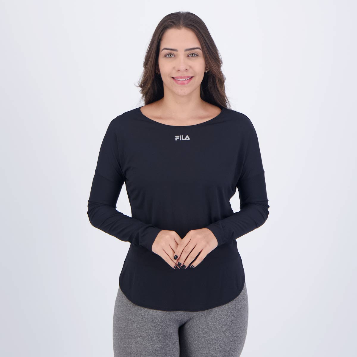 Camiseta Fila Bio Feminina Manga Longa Preta II