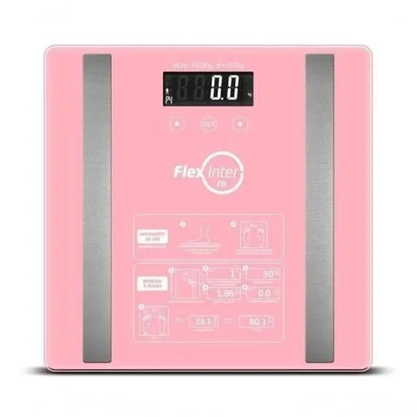 Balança Digital Corporal Com Bioimpedancia Mede 6 Servicos Rosa