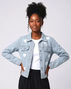 Jaqueta Jeans Juvenil com Estampa Corações Azul 14
