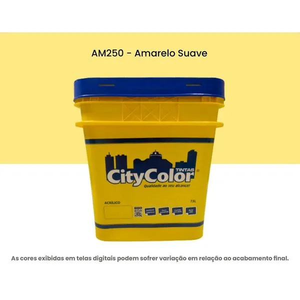 Tinta Acrílica Citycolor Econômica Fosca 15L Amarelo Suave (MP)