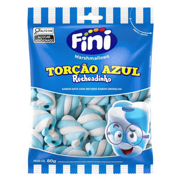 Marshmallow Fini Torção Azul Recheadinho 80g