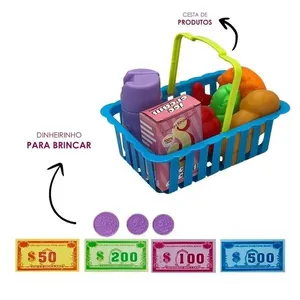 Caixa Registradora Infantil com Luz e Som com Cesta de Produtos e Scanner Educativo Toys & Toys Caixa Registradora Infantil com Luz e Som com Cesta de Produtos Toys & Toys