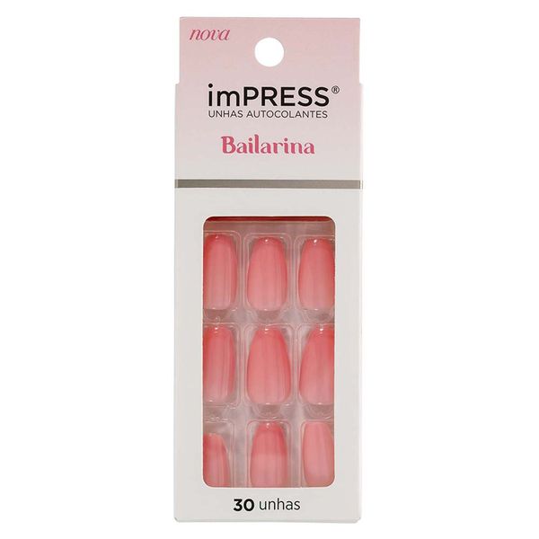 Unha Postiça Kiss NY Impress Bailarina Media Fancy 30 Unidades