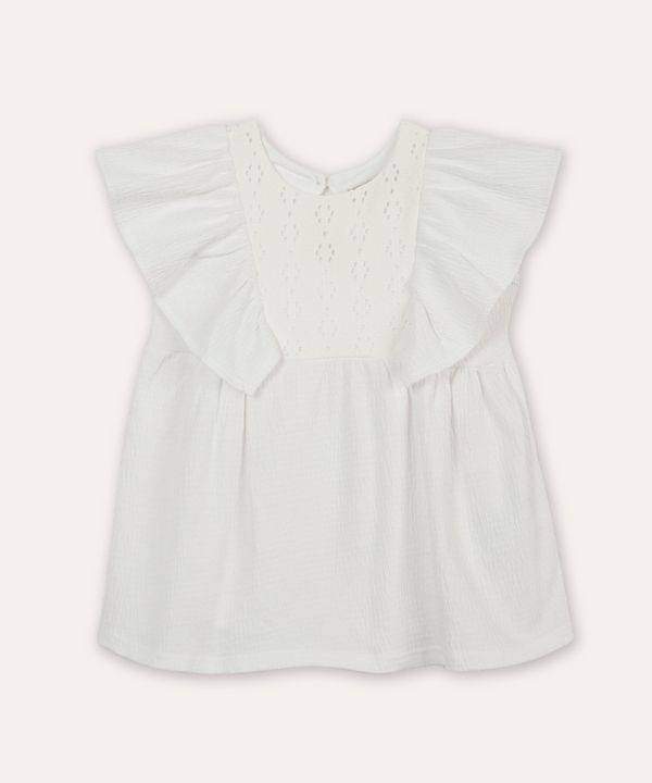 bata infantil com laise e babado off white 4