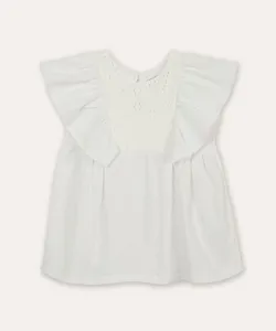 bata infantil com laise e babado off white 2