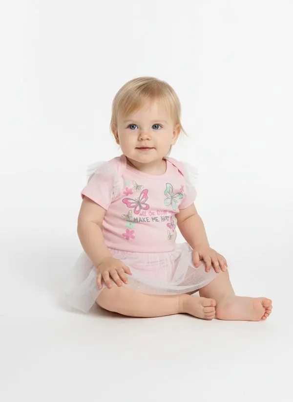 Body Estampado Infantil Para Bebê - ROSA CLARO M