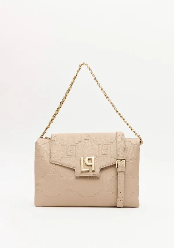 Bolsa Shoulder Monograma Com Enfeite Bege U