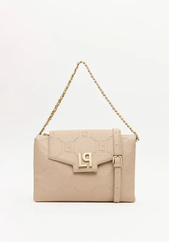 Bolsa Shoulder Monograma Com Enfeite Bege U