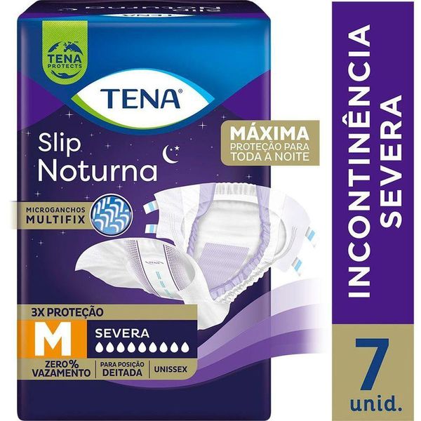 Fralda Geriátrica Descartável Tena Slip Noturna Incontinência Urinária Severa M 7 Unidades