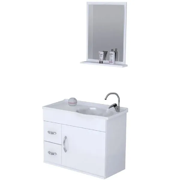 Kit Siena Armário Suspenso com 2 Gavetas + Espelho 55,5cm - 578302 - A.J.RORATO