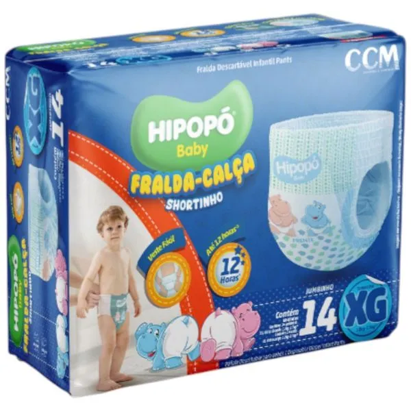 Fralda Shortinho Hipopo Baby Jumbinho XG 14 Unidades (MP)