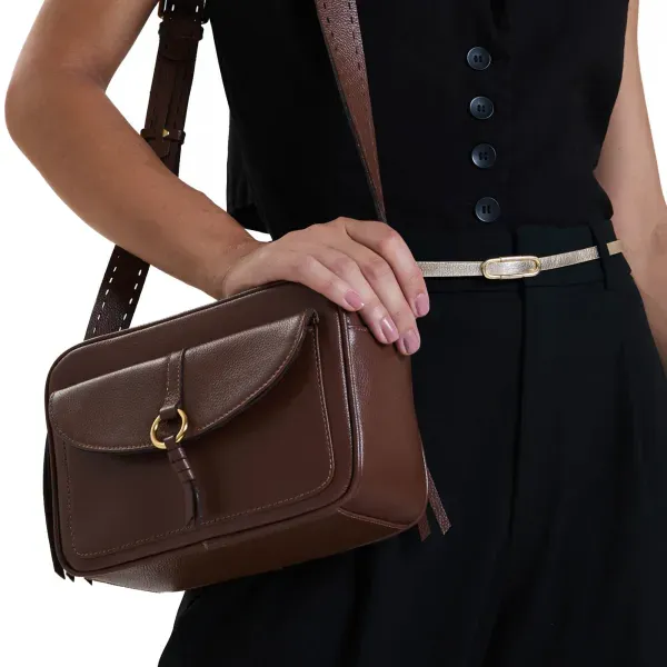 Bolsa Transversal Feminina Cross Luxe Le Postiche Caramelo