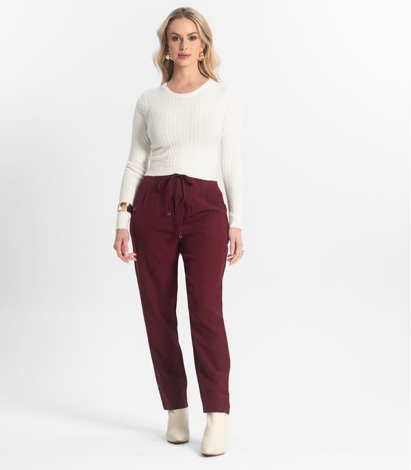 Calça Feminina Cenoura Em Alfaiataria Veshine Vermelho G