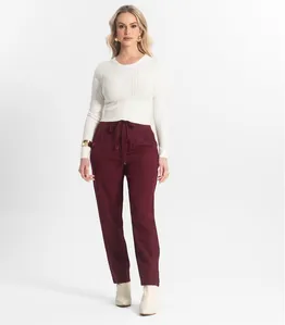 Calça Feminina Cenoura Em Alfaiataria Veshine Vermelho M