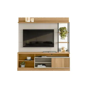 Estante Home Garibaldi em MDP com Espelho para TV até 55'' Carvalho / Off White