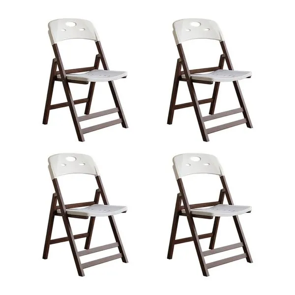 Conjunto 4 Cadeiras Dobráveis Elegance Estrutura em Madeira Assento em Polipropileno para Varanda Branco Mais Madeira Kit 4 Cadeiras Dobráveis Elegance Estrutura em Madeira Assento em Polipropileno Branco Mais Madeira