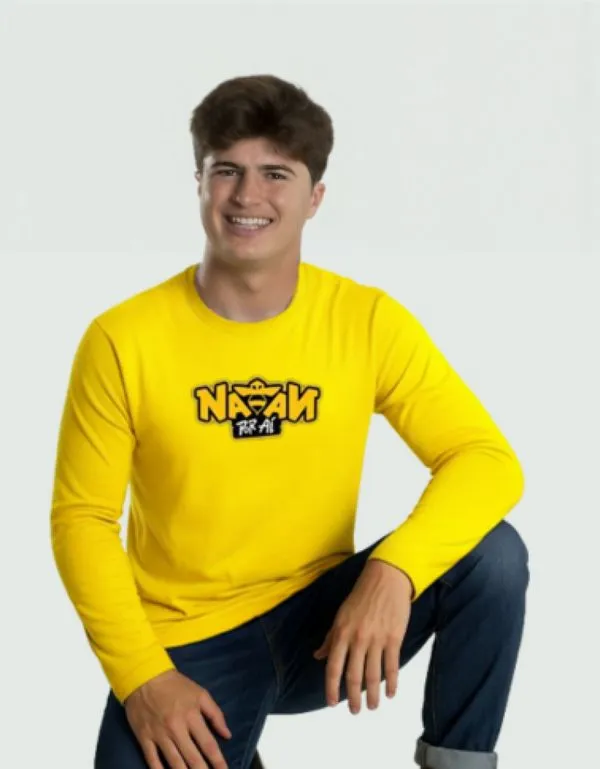Camiseta UV Amarela Manga Longa Natan por Aí Logo 12 / Amarelo