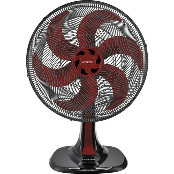 Ventilador de Mesa 80W 40CM 6 Pás 3 Velocidades Vermelho Turbo 6 com Oscilação Automática 220V Ventilador de Mesa 80W 40CM 6 Pás 3 Velocidades Vermelho Turbo 6 com Grade Wind-line 220V
