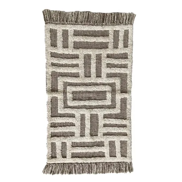 Tapete Sala Ambiente 100% Algodão Bege e Marrom 100x140cm LM3123AMB - honeyhome