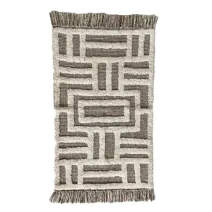 Tapete Sala Ambiente 100% Algodão Bege e Marrom 100x140cm LM3123AMB - honeyhome