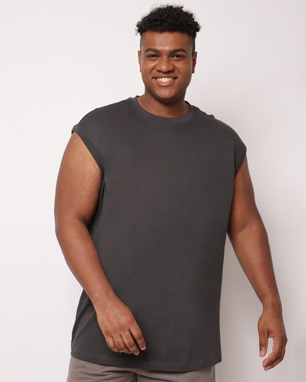 Regata Plus Size Masculina Machão Algodão Premium Cinza G3