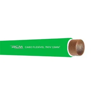 Cabo Flexível 750V 1,5mm Verde para Instalações Residenciais Comerciais e Industriais RCM Cabos Elétricos Cabo Flexível 750V 1,5mm Verde Alta Flexibilidade e Resistência RCM Cabos Elétricos