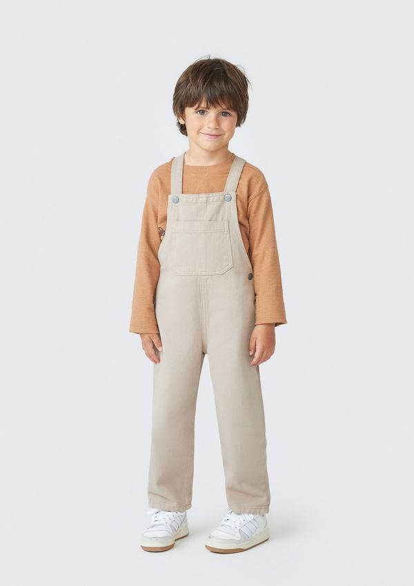 Jardineira Infantil Unissex Toddler Em Sarja - Bege 003