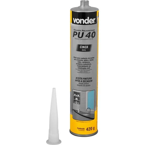 Selante de poliuretano PU40 cinza 420g (embalagem com 12 unidades) VONDER