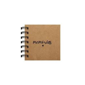 Scrapbook OEM Memórias Coração com Capa Flexível Kraft 240g e 20 Folhas Internas Pretas 180g Tamanho A6 Preto Scrapbook OEM Memórias Coração com Capa Kraft 240g e 20 Folhas Pretas 180g Formato A6 Preto