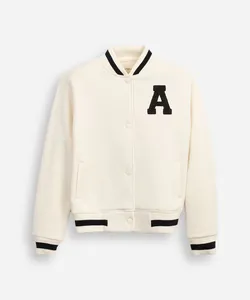 jaqueta bomber juvenil de moletom college bege 14