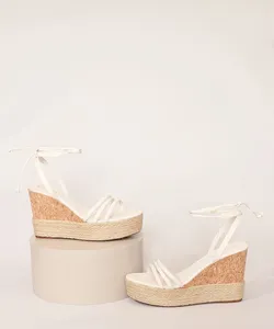 Sandália Feminina Oneself Salto Alto Plataforma em Corda Off White 35
