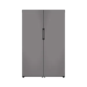 2 Geladeira Samsung Bespoke 1 porta 315L Side By Side acabamento em vidro temperado Cinza 127V KIT